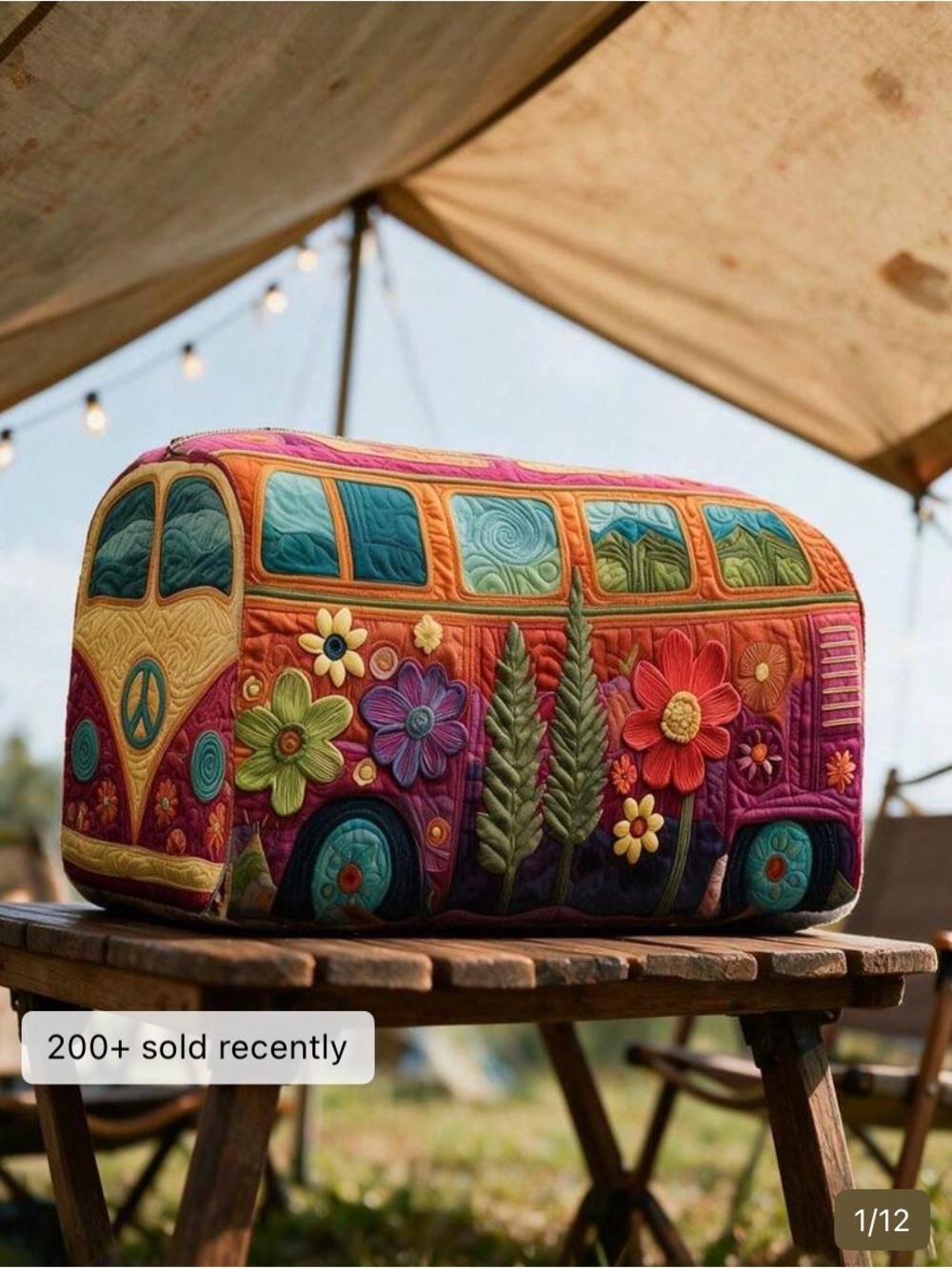 Bohemian Multicolor Floral Camper Cosmetic Bag
